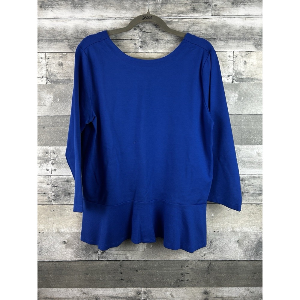 Lands End Womene Large Blue Scoop Neck Long Sleeve Blouse